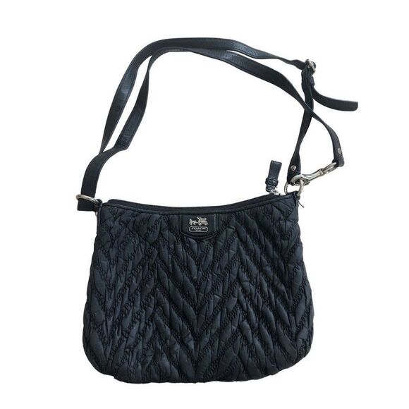 COACH Brown Quilted Nylon Leather 70th Anniversary Madison Satchel Crossbody Bag - Picture 1 of 6